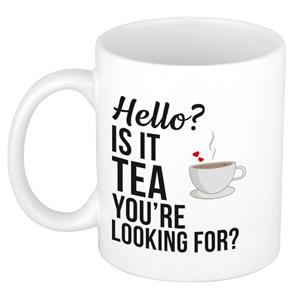 Bellatio Hello Is it tea you're looking for cadeau mok / beker wit 300 ml -