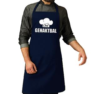 Bellatio Chef gehaktbal schort / keukenschort navy heren -