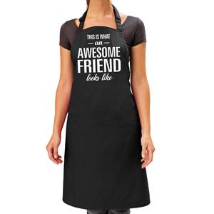 Bellatio Awesome friend cadeau bbq/keuken schort zwart dames -