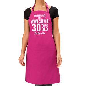 Bellatio Awesome 30 year / 30 jaar cadeau bbq / keuken schort roze dames -