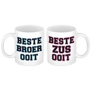 Bellatio Beste zus en Beste broer ooit mok - Cadeau beker set voor Broer en Zus -