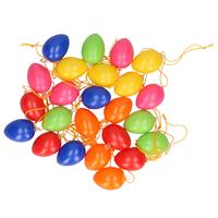 24x Gekleurde plastic/kunststof decoratie eieren/Paaseieren 4 cm -