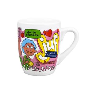 Cartoon cadeau mok/beker voor de allerbeste juf 300 ml -