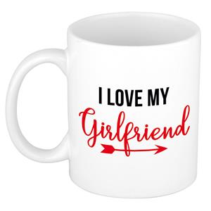 Bellatio I love my girlfriend cadeau mok / beker wit voor Valentijnsdag 300 ml -