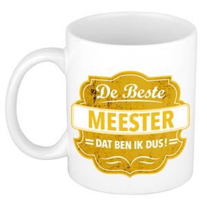 Bellatio De beste meester cadeau koffiemok / theebeker geel embleem 300 ml -