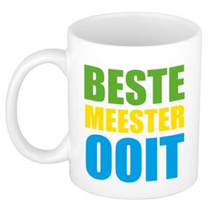 Bellatio Beste meester ooit cadeau mok / beker in gekleurde blokletters 300 ml -