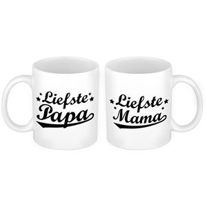 Bellatio Liefste papa en mama mok - Cadeau beker set voor Papa en Mama -
