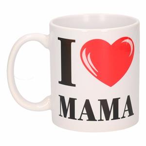 Bellatio I Love Mama beker / mok in blokletters met glanzend hartje 300 ml -