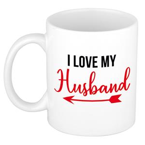 Bellatio I love my husband cadeau mok / beker wit voor Valentijnsdag 300 ml -