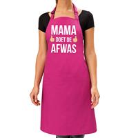 Bellatio Mama doet de afwas cadeau katoenen schort roze voor dames