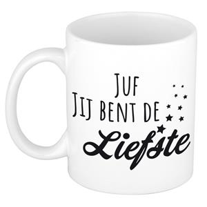 Bellatio Juf jij bent de liefste kado mok / beker wit - verjaardagscadeau -