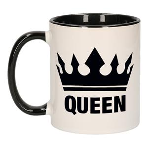 Bellatio Cadeau Queen mok/ beker zwart wit 300 ml -