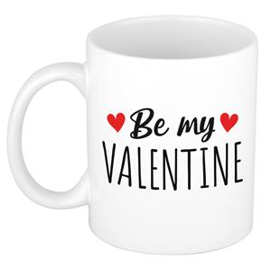 Bellatio Be my valentine cadeau mok / beker wit voor Valentijnsdag 300 ml -