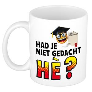 Bellatio Had je niet gedacht he kado mok / beker wit met smiley - geslaagd / afstudeer cadeau -