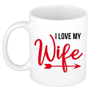 Bellatio I love my wife cadeau mok / beker wit voor Valentijnsdag 300 ml -