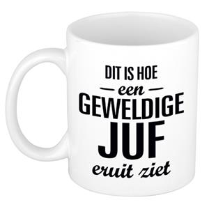 Bellatio Geweldige juf cadeau koffiemok / theebeker wit 300 ml -