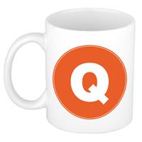 Bellatio Mok / beker met de letter Q oranje bedrukking voor het maken van een naam / woord of team -