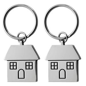 Pakket van 6x stuks sleutelhangers met huisje 7 cm -