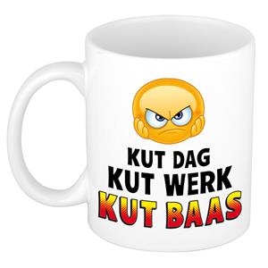 Bellatio Kut dag kut werk kut baas kado mok / beker wit en zwart - cadeau collega -