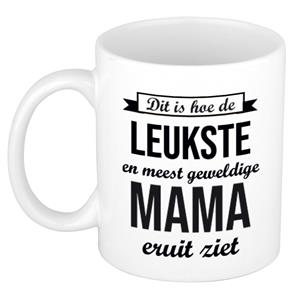 Bellatio Leukste en meest geweldige mama cadeau koffiemok / theebeker wit 300 ml -