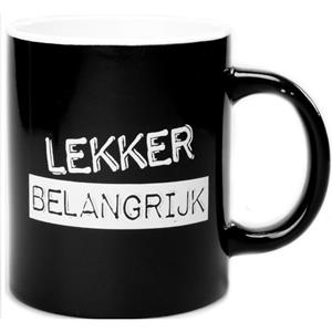 Zwart/witte mok/beker Lekker belangrijk 300 ml -