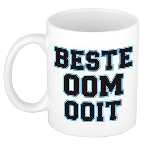 Bellatio Beste oom ooit kado mok / beker wit met blauw - verjaardagscadeau -