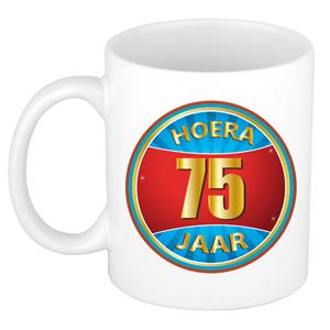 Bellatio Verjaardag mok / beker hoera 75 jaar verjaardagscadeau -