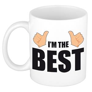 Bellatio Im the best kado mok / beker wit en zwart - cadeau mok -