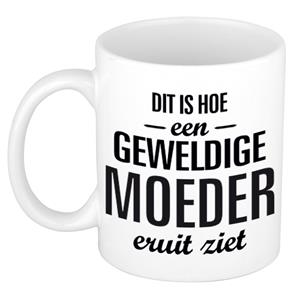 Bellatio Geweldige moeder cadeau koffiemok / theebeker wit 300 ml -