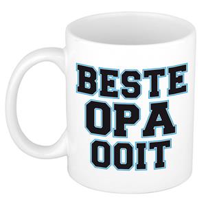 Bellatio Beste opa ooit kado mok / beker wit met blauw - verjaardagscadeau -