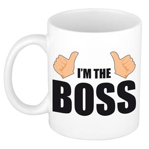 Bellatio Im the boss kado mok / beker wit en zwart - cadeau mok -