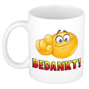 Bellatio Bedankt kado mok / beker wit met smiley - cadeau collega -