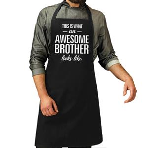 Bellatio Awesome brother cadeau bbq/keuken schort zwart heren -