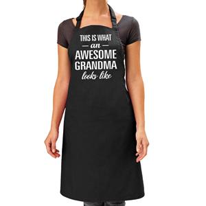 Bellatio Awesome grandma cadeau bbq/keuken schort zwart dames -