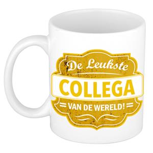 Bellatio De leukste collega van de wereld cadeau mok / beker wit met geel embleem 300 ml -