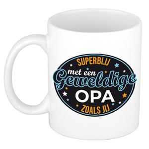 Bellatio Superblij met opa kado mok / beker wit - bedankt / verjaardag cadeau -