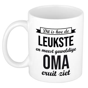 Bellatio Leukste en meest geweldige oma cadeau koffiemok / theebeker wit 300 ml -