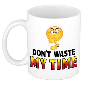 Bellatio Dont waste my time kado mok / beker wit met smiley - cadeau collega -