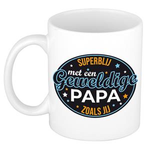 Bellatio Superblij met papa kado mok / beker wit voor Vaderdag / verjaardag -