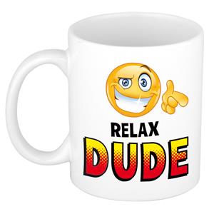 Bellatio Relax dude kado mok / beker wit en zwart - cadeau collega -