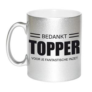 Bellatio Collega cadeau mok / beker zilver bedankt topper voor je fantastische inzet afscheid/pensioen kado -