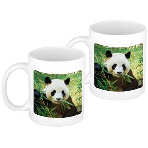 Bellatio 2x stuks panda mok / beker wit 300 ml -
