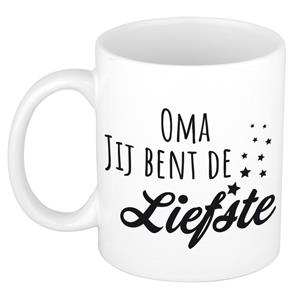 Bellatio Oma jij bent de liefste kado mok / beker wit - bedankt cadeau / verjaardag -