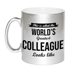 Bellatio Zilveren Worlds Greatest Colleague cadeau koffiemok / theebeker 330 ml -