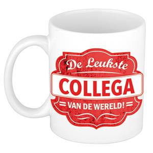 Bellatio De leukste collega van de wereld cadeau mok / beker wit met rood embleem 300 ml -