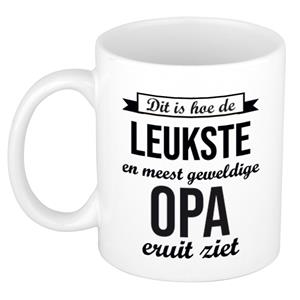 Bellatio Leukste en meest geweldige opa cadeau koffiemok / theebeker wit 300 ml -