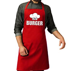 Bellatio Chef burger schort / keukenschort rood heren -