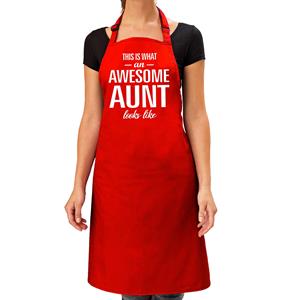 Bellatio Awesome aunt cadeau bbq/keuken schort rood dames -