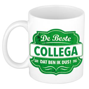 Bellatio De beste collega dat ben ik dus cadeau mok / beker wit met groen embleem 300 ml -