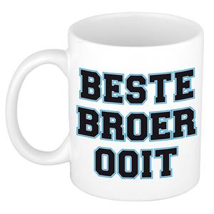 Bellatio Beste broer ooit kado mok / beker wit met blauw - verjaardagscadeau -